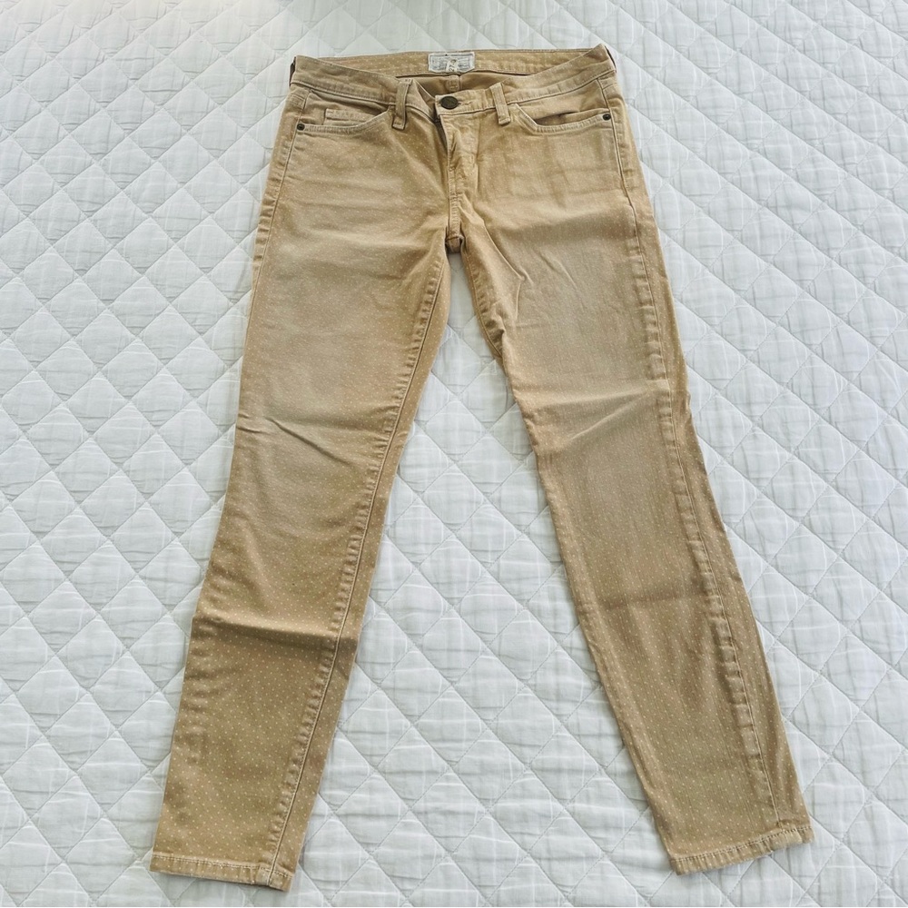 Current Elliott Jeans Stiletto Skinny Polka Dot tan Haystack Denim